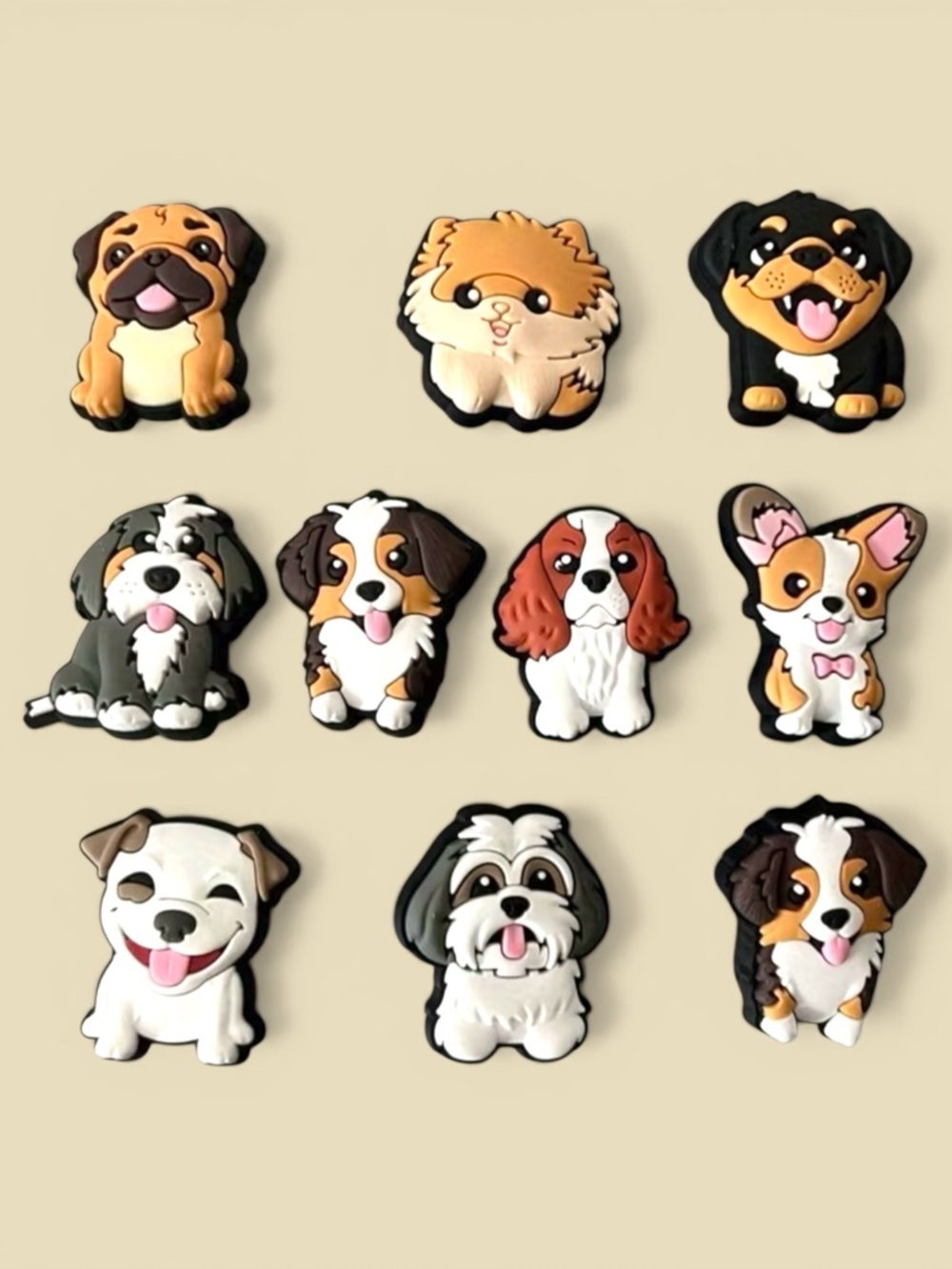 Dog Cartoon Shoe Charms - Assorted Tan, White, Black Colors - Picture 3 of 3